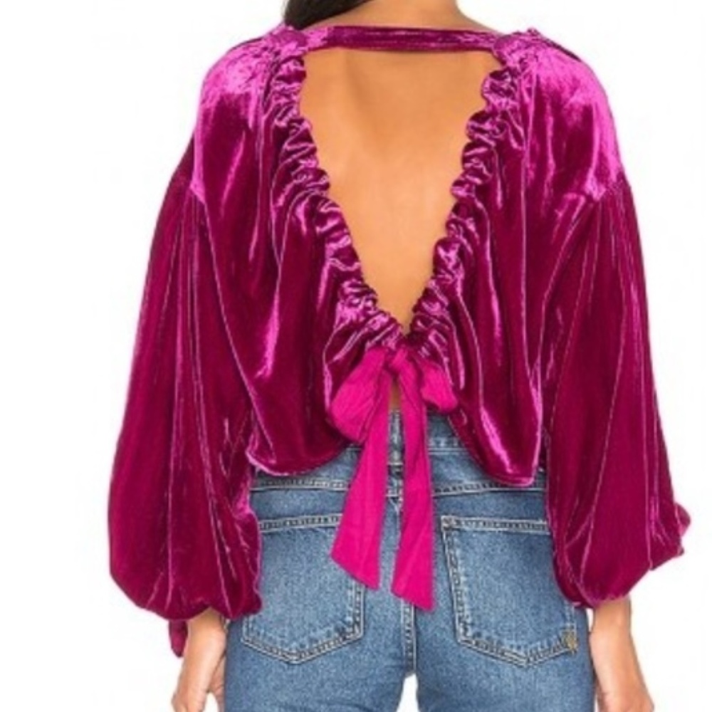π FREE PEOPLE Gimme Some Lovin Top Pink Velvet - Picture 4 of 8
